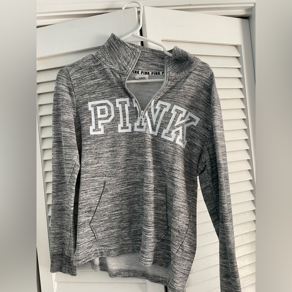 Grey PINK Quarter Zip